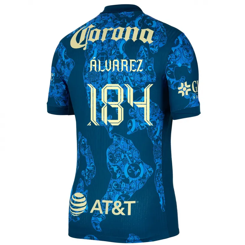 Danxen Barn Antonio Álvarez #184 Blå Gul Bortatröja Matchtröjor 2024/25 Tröjor T-Tröja