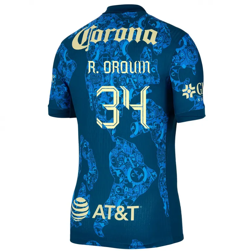 Danxen Barn Ralph Orquin #34 Blå Gul Bortatröja Matchtröjor 2024/25 Tröjor T-Tröja