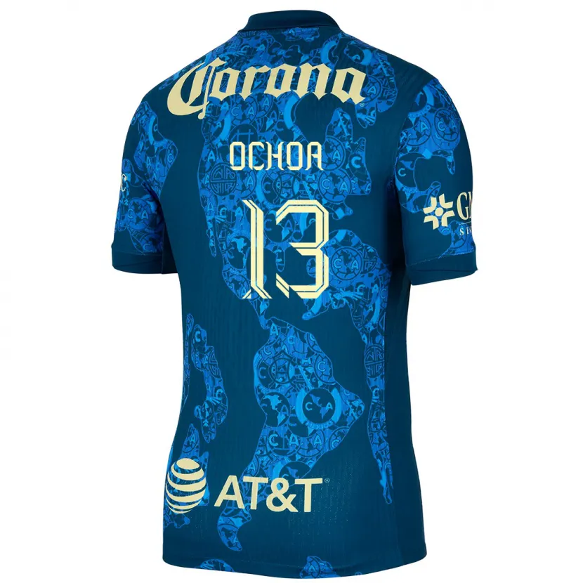 Danxen Barn Guillermo Ochoa #13 Blå Gul Bortatröja Matchtröjor 2024/25 Tröjor T-Tröja