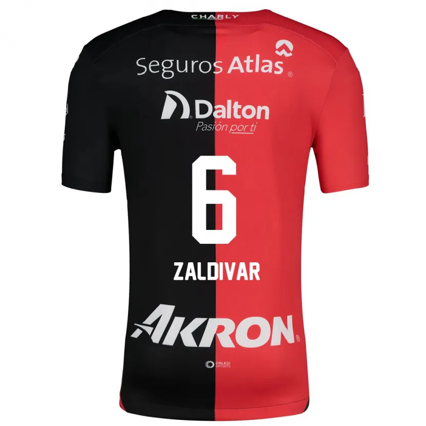Danxen Män Édgar Zaldívar #6 Röd Svart Hemmatröja Matchtröjor 2024/25 Tröjor T-Tröja