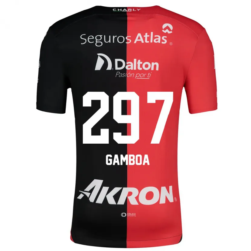 Danxen Män Luis Gamboa #297 Röd Svart Hemmatröja Matchtröjor 2024/25 Tröjor T-Tröja