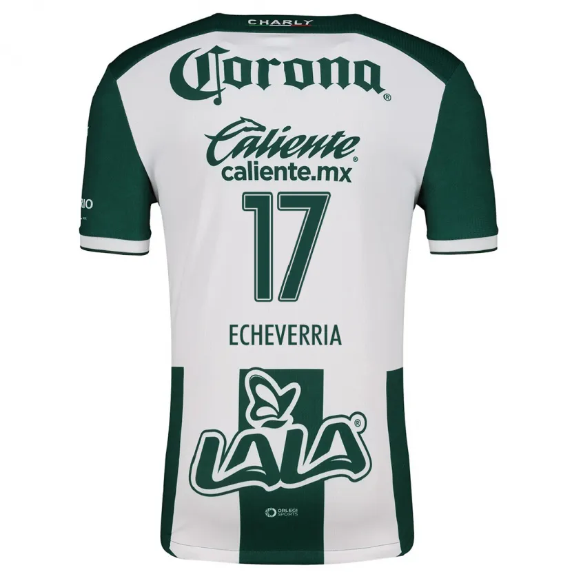 Danxen Män Emmanuel Echeverría #17 Grön Vit Hemmatröja Matchtröjor 2024/25 Tröjor T-Tröja