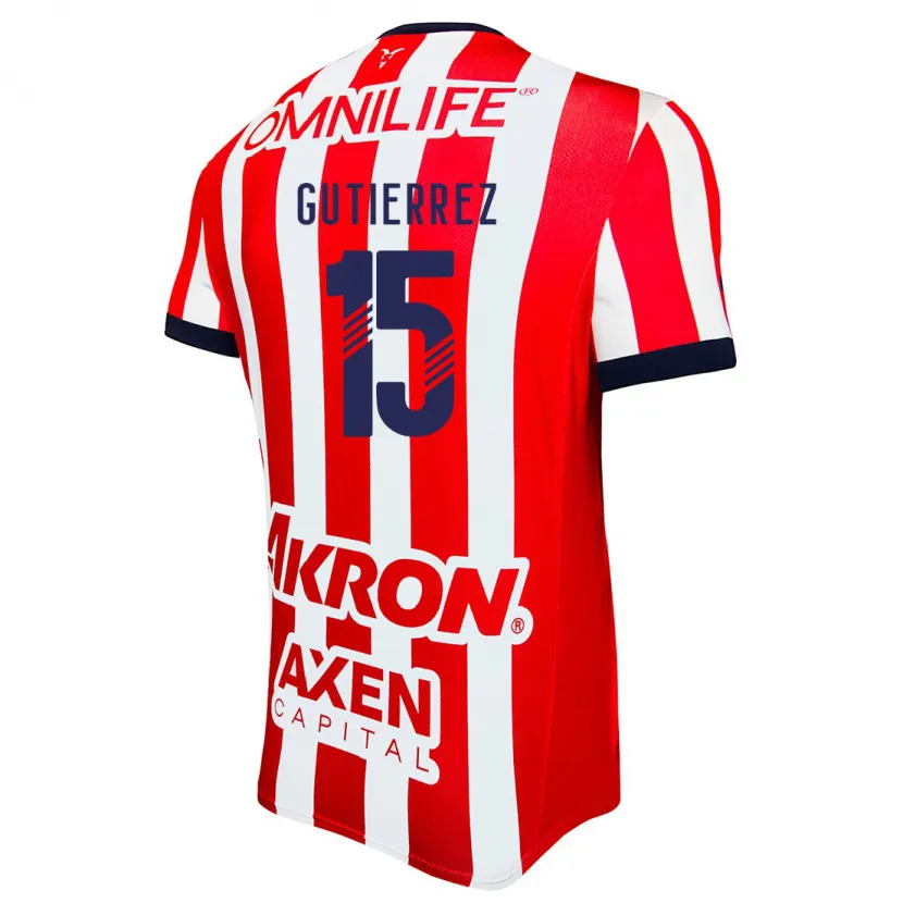 Danxen Män Érick Gutiérrez #15 Röd Vit Blå Hemmatröja Matchtröjor 2024/25 Tröjor T-Tröja