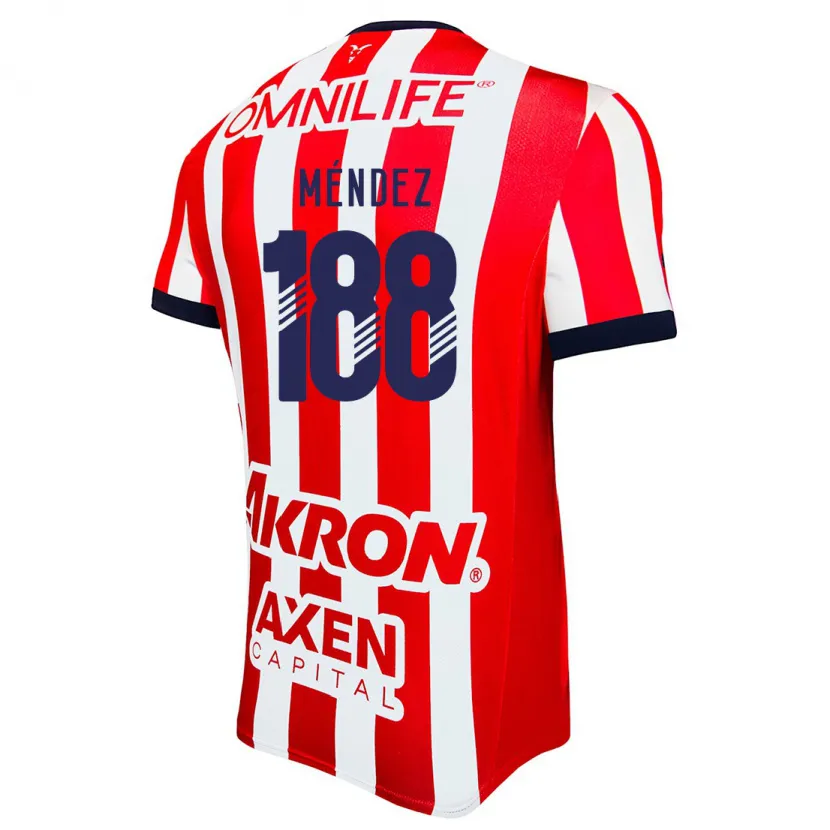 Danxen Män Francisco Méndez #188 Röd Vit Blå Hemmatröja Matchtröjor 2024/25 Tröjor T-Tröja