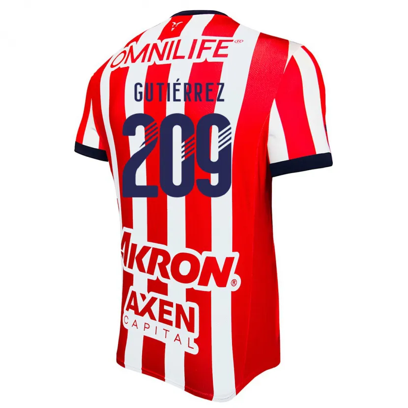 Danxen Män Edgar Gutiérrez #209 Röd Vit Blå Hemmatröja Matchtröjor 2024/25 Tröjor T-Tröja