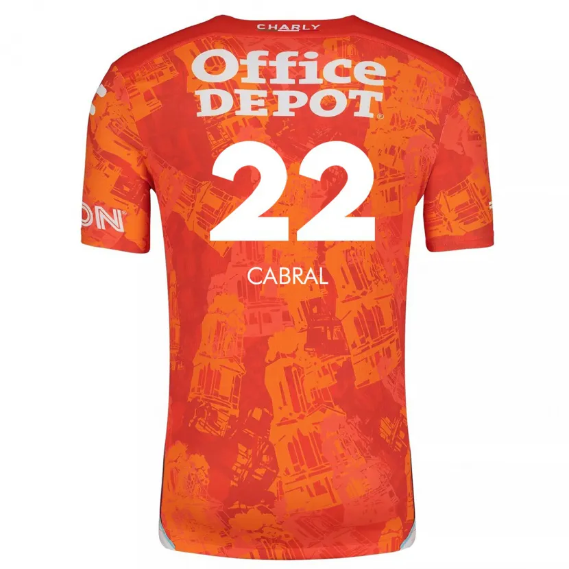 Danxen Män Gustavo Cabral #22 Orange Vit Bortatröja Matchtröjor 2024/25 Tröjor T-Tröja