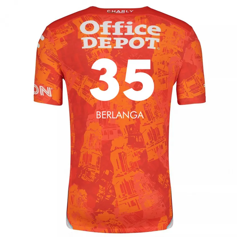 Danxen Män Jorge Berlanga #35 Orange Vit Bortatröja Matchtröjor 2024/25 Tröjor T-Tröja