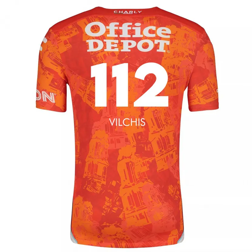 Danxen Män Leonardo Vílchis #112 Orange Vit Bortatröja Matchtröjor 2024/25 Tröjor T-Tröja