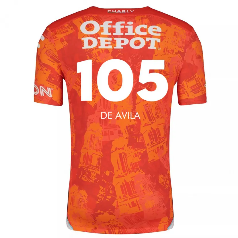 Danxen Män José De Ávila #105 Orange Vit Bortatröja Matchtröjor 2024/25 Tröjor T-Tröja