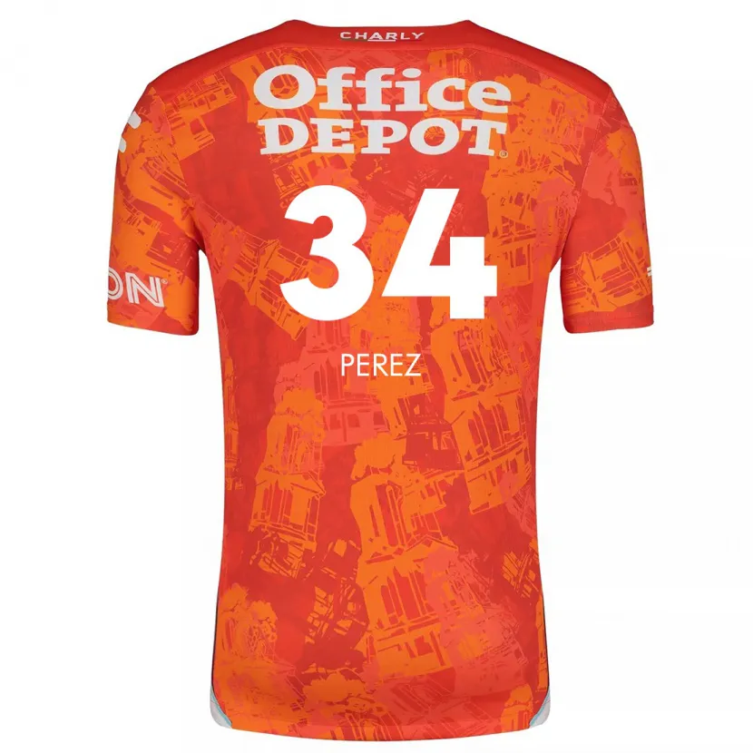 Danxen Män Julio Pérez #34 Orange Vit Bortatröja Matchtröjor 2024/25 Tröjor T-Tröja