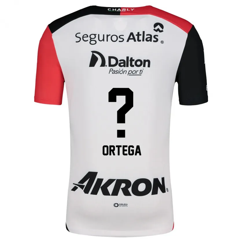 Danxen Män Edyairth Ortega #0 Vit Röd Svart Bortatröja Matchtröjor 2024/25 Tröjor T-Tröja