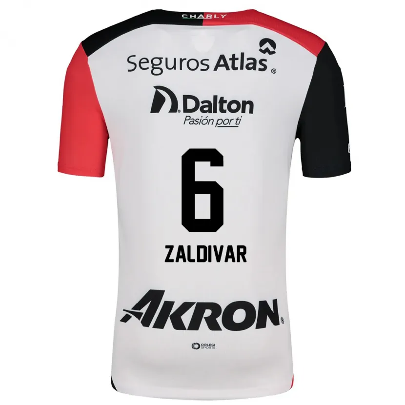 Danxen Män Édgar Zaldívar #6 Vit Röd Svart Bortatröja Matchtröjor 2024/25 Tröjor T-Tröja