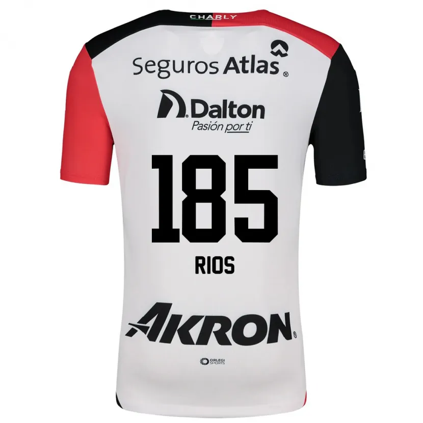 Danxen Män Víctor Ríos #185 Vit Röd Svart Bortatröja Matchtröjor 2024/25 Tröjor T-Tröja