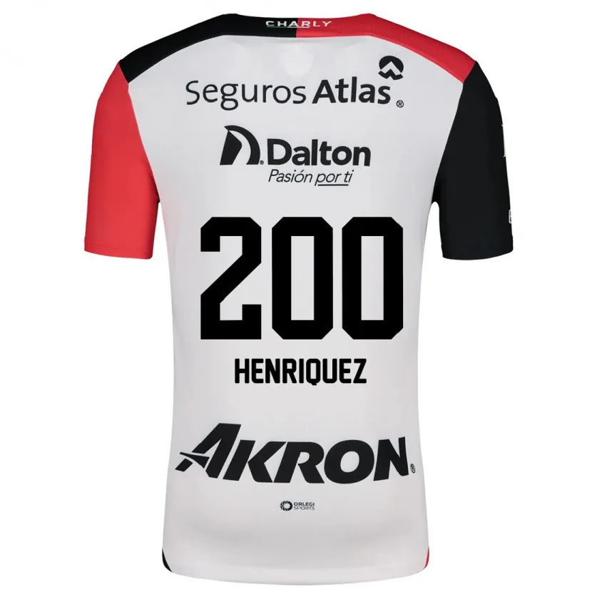 Danxen Män Carlos Henríquez #200 Vit Röd Svart Bortatröja Matchtröjor 2024/25 Tröjor T-Tröja