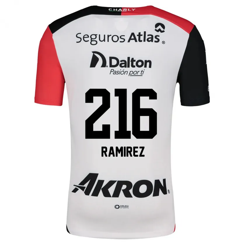 Danxen Män Paulo Ramírez #216 Vit Röd Svart Bortatröja Matchtröjor 2024/25 Tröjor T-Tröja