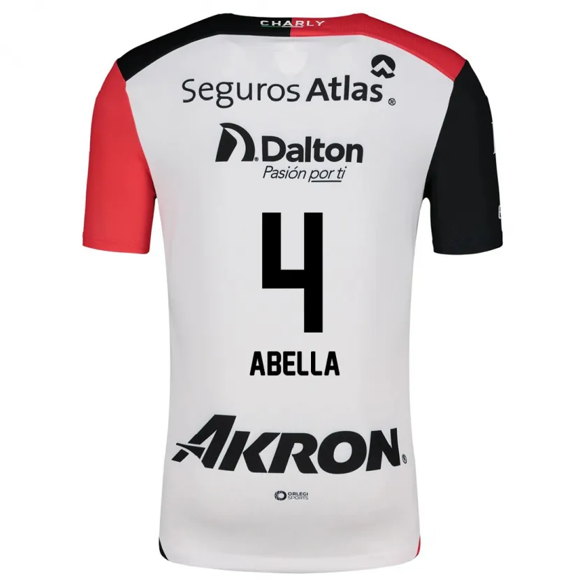 Danxen Män José Abella #4 Vit Röd Svart Bortatröja Matchtröjor 2024/25 Tröjor T-Tröja