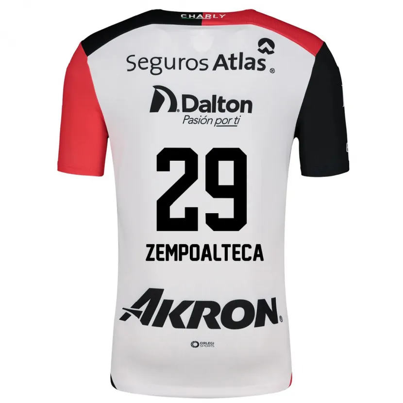 Danxen Män Karla Zempoalteca #29 Vit Röd Svart Bortatröja Matchtröjor 2024/25 Tröjor T-Tröja