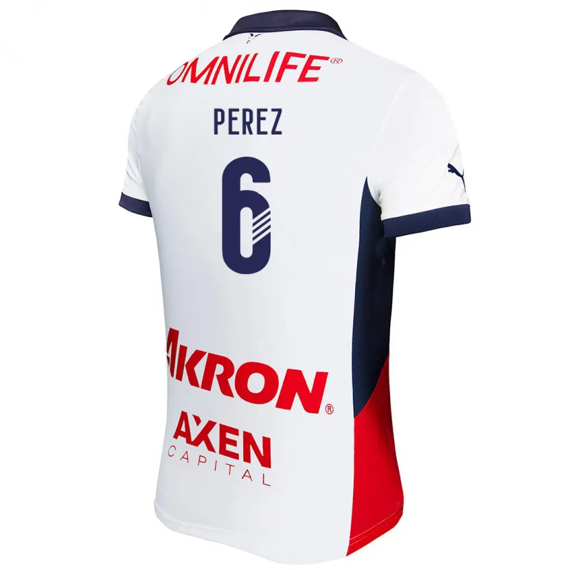 Danxen Män Pável Pérez #6 Vit Röd Blå Bortatröja Matchtröjor 2024/25 Tröjor T-Tröja