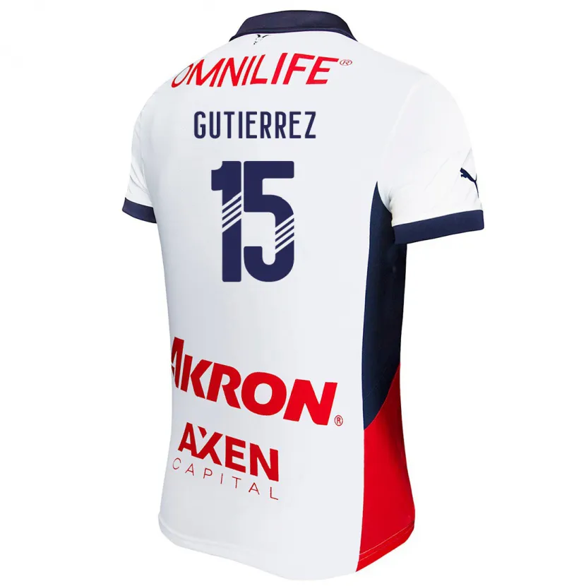 Danxen Män Érick Gutiérrez #15 Vit Röd Blå Bortatröja Matchtröjor 2024/25 Tröjor T-Tröja