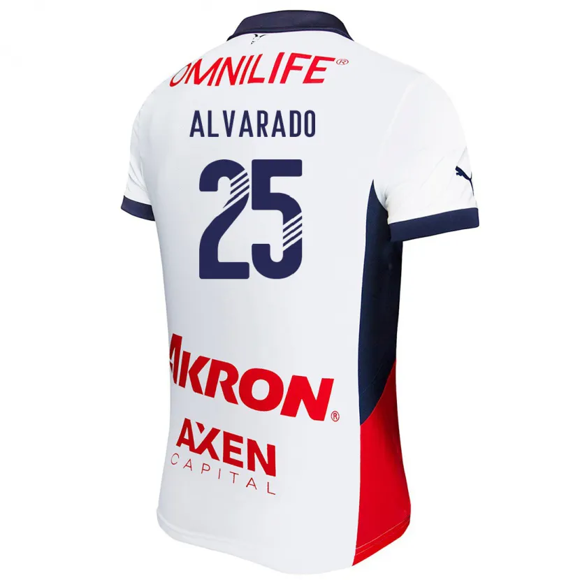 Danxen Män Roberto Alvarado #25 Vit Röd Blå Bortatröja Matchtröjor 2024/25 Tröjor T-Tröja