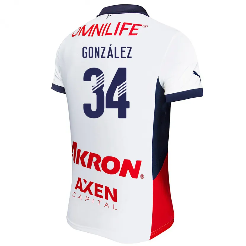 Danxen Män Armando González #34 Vit Röd Blå Bortatröja Matchtröjor 2024/25 Tröjor T-Tröja