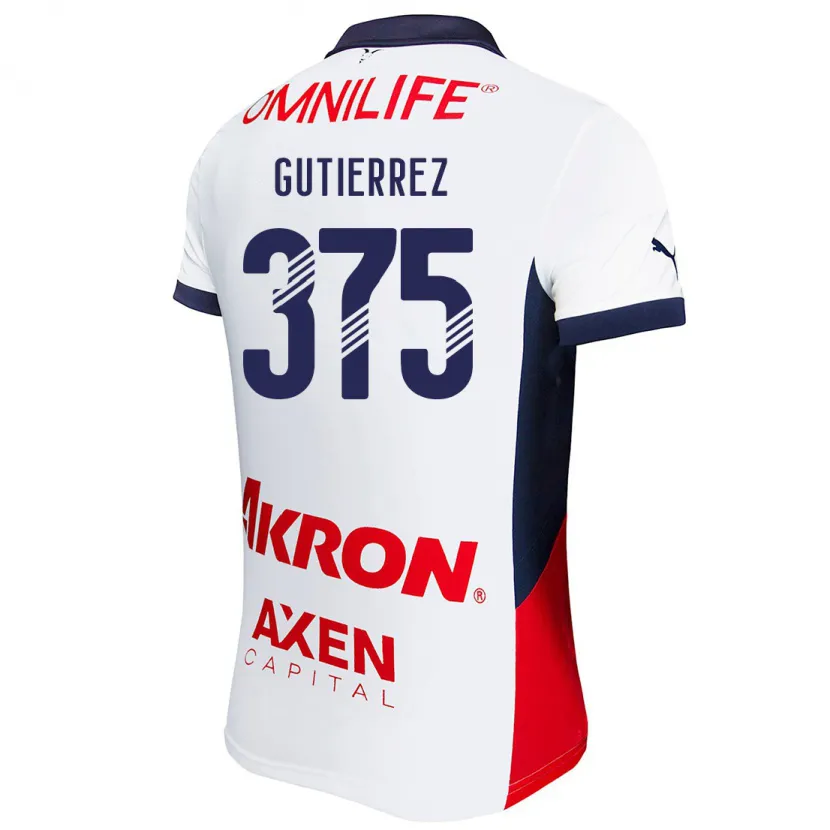 Danxen Män Gerson Gutiérrez #375 Vit Röd Blå Bortatröja Matchtröjor 2024/25 Tröjor T-Tröja