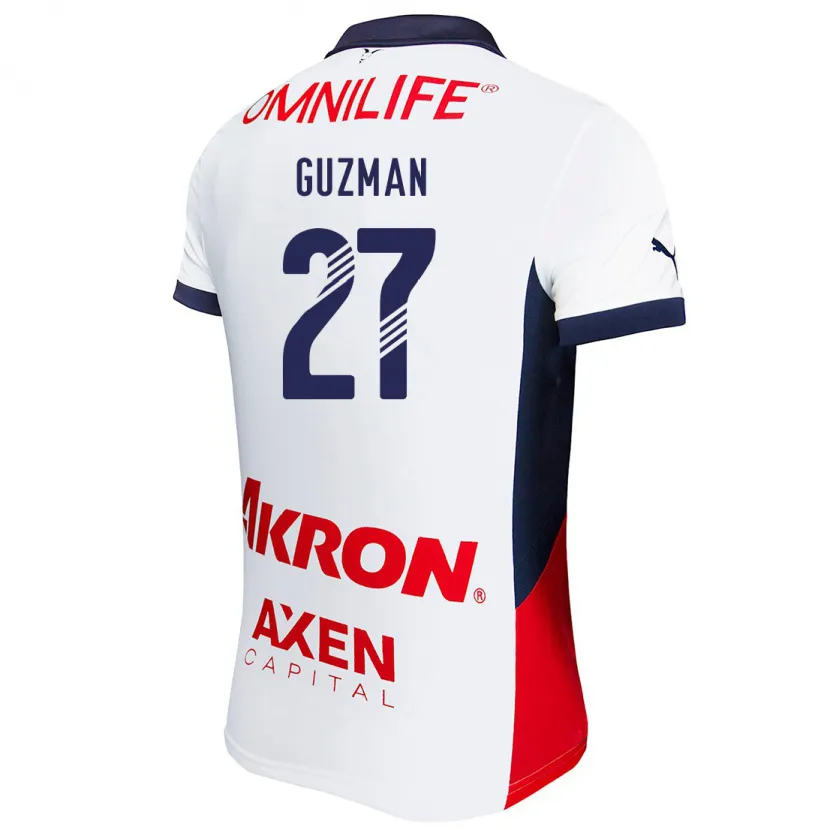 Danxen Män Kinberly Guzmán #27 Vit Röd Blå Bortatröja Matchtröjor 2024/25 Tröjor T-Tröja