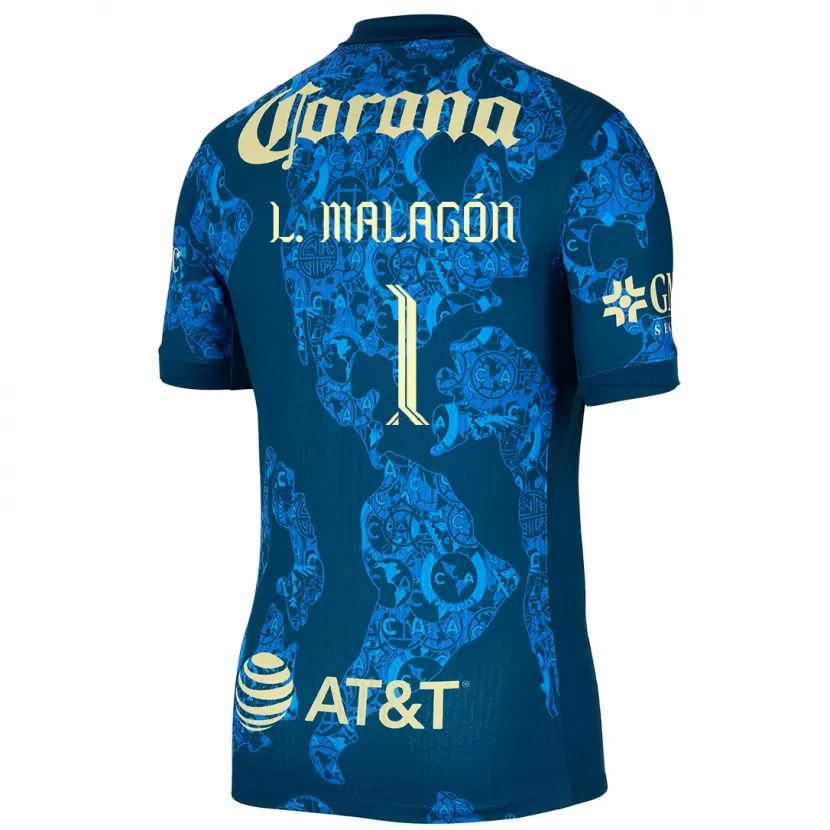 Danxen Män Luis Malagón #1 Blå Gul Bortatröja Matchtröjor 2024/25 Tröjor T-Tröja