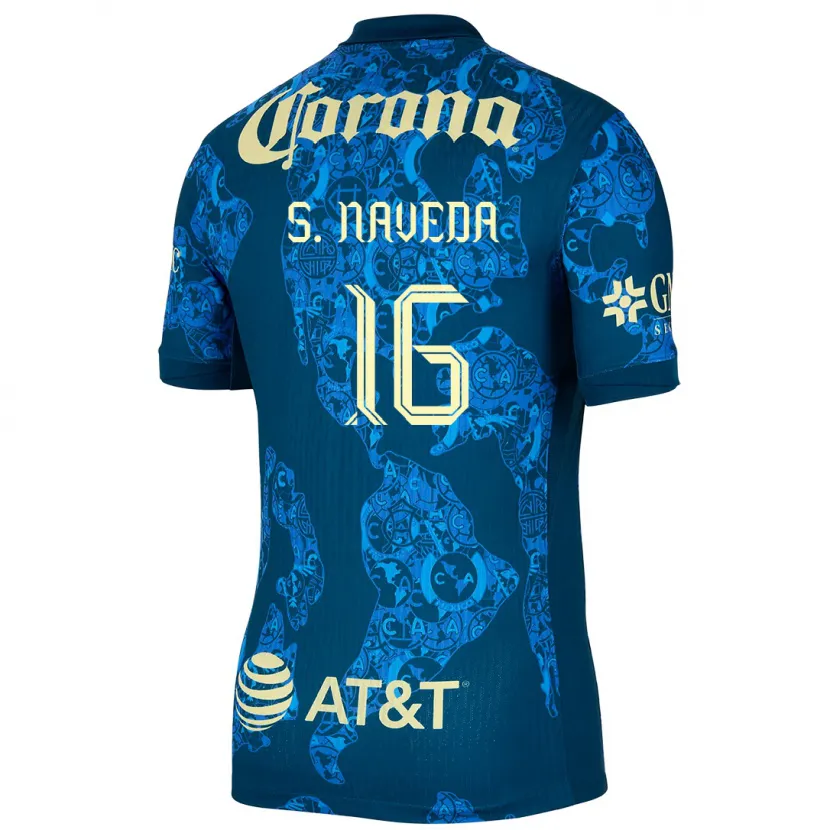 Danxen Män Santiago Naveda #16 Blå Gul Bortatröja Matchtröjor 2024/25 Tröjor T-Tröja