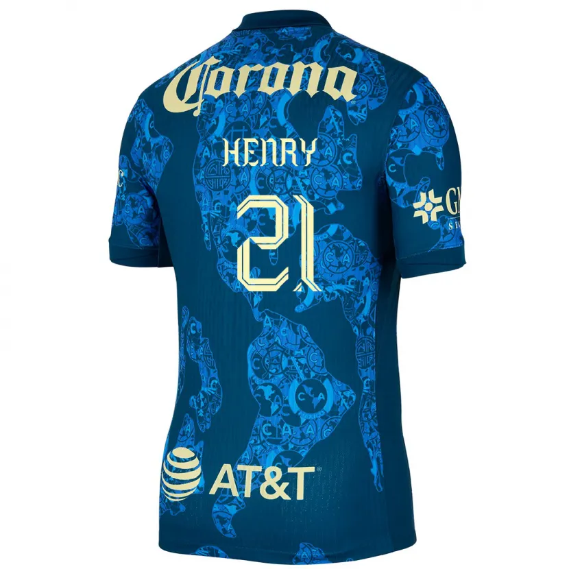 Danxen Män Henry Martín #21 Blå Gul Bortatröja Matchtröjor 2024/25 Tröjor T-Tröja