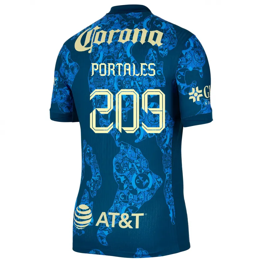 Danxen Män Walter Portales #209 Blå Gul Bortatröja Matchtröjor 2024/25 Tröjor T-Tröja