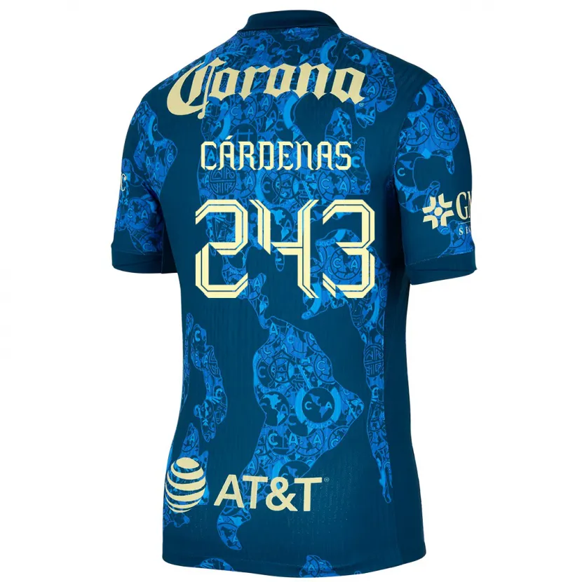 Danxen Män Alejandro Cárdenas #243 Blå Gul Bortatröja Matchtröjor 2024/25 Tröjor T-Tröja