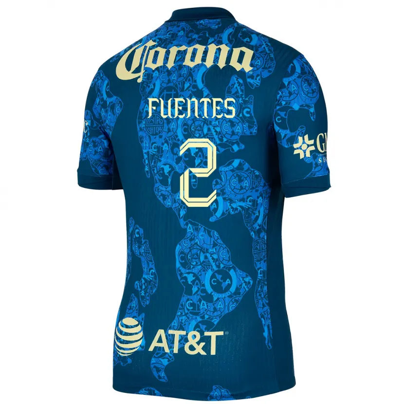 Danxen Män Luis Fuentes #2 Blå Gul Bortatröja Matchtröjor 2024/25 Tröjor T-Tröja