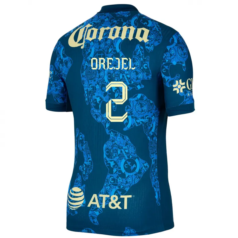 Danxen Män Jocelyn Orejel #2 Blå Gul Bortatröja Matchtröjor 2024/25 Tröjor T-Tröja