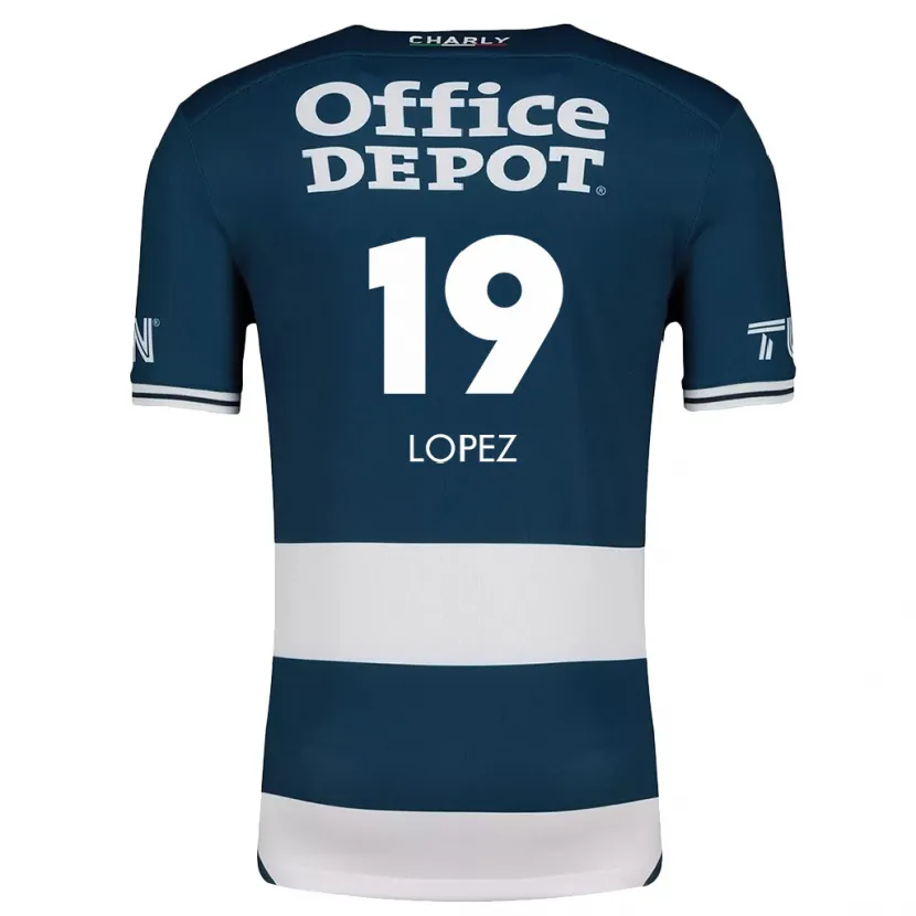 Danxen Kvinnor Javier Eduardo López #19 Blå Vit Hemmatröja Matchtröjor 2024/25 Tröjor T-Tröja