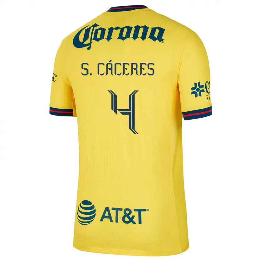 Danxen Kvinnor Sebastián Cáceres #4 Gul Blå Hemmatröja Matchtröjor 2024/25 Tröjor T-Tröja