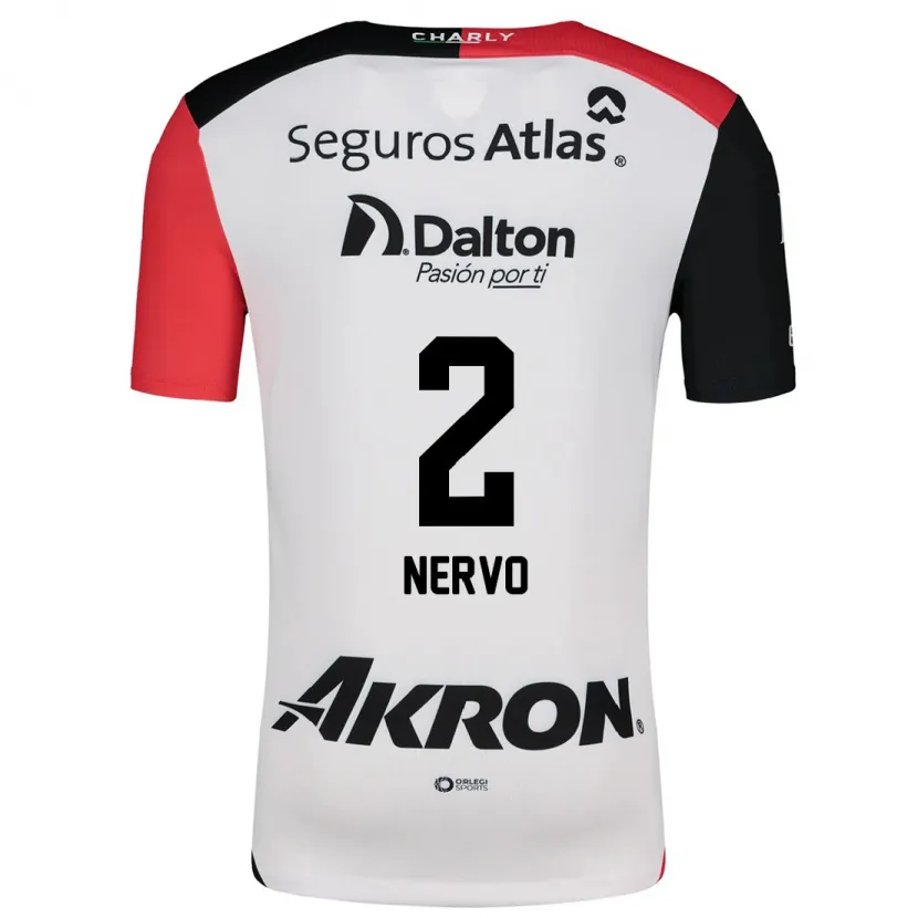 Danxen Kvinnor Hugo Nervo #2 Vit Röd Svart Bortatröja Matchtröjor 2024/25 Tröjor T-Tröja