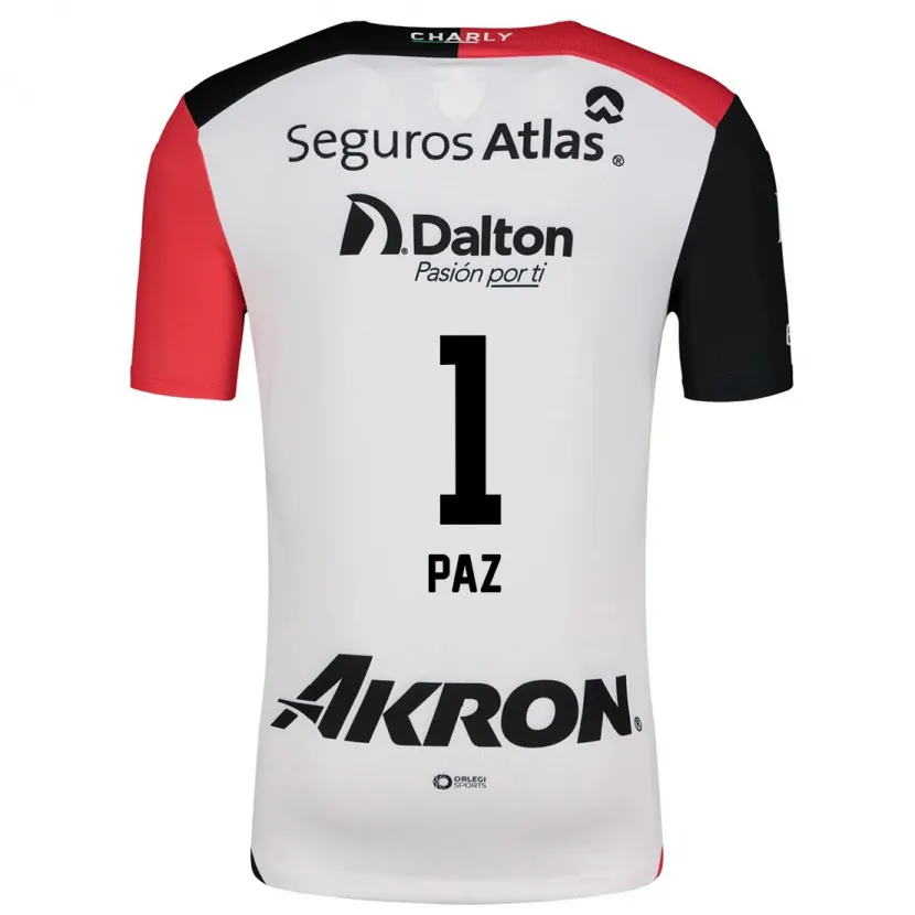 Danxen Kvinnor Ana Gabriela Paz #1 Vit Röd Svart Bortatröja Matchtröjor 2024/25 Tröjor T-Tröja