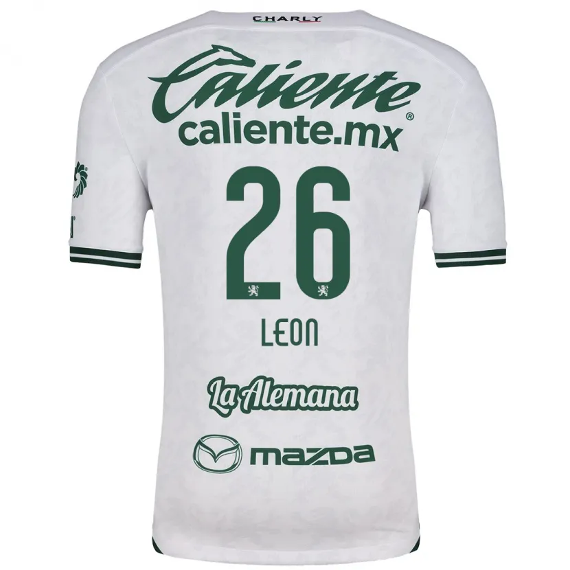 Danxen Kvinnor Armando León #26 Vit Grön Bortatröja Matchtröjor 2024/25 Tröjor T-Tröja