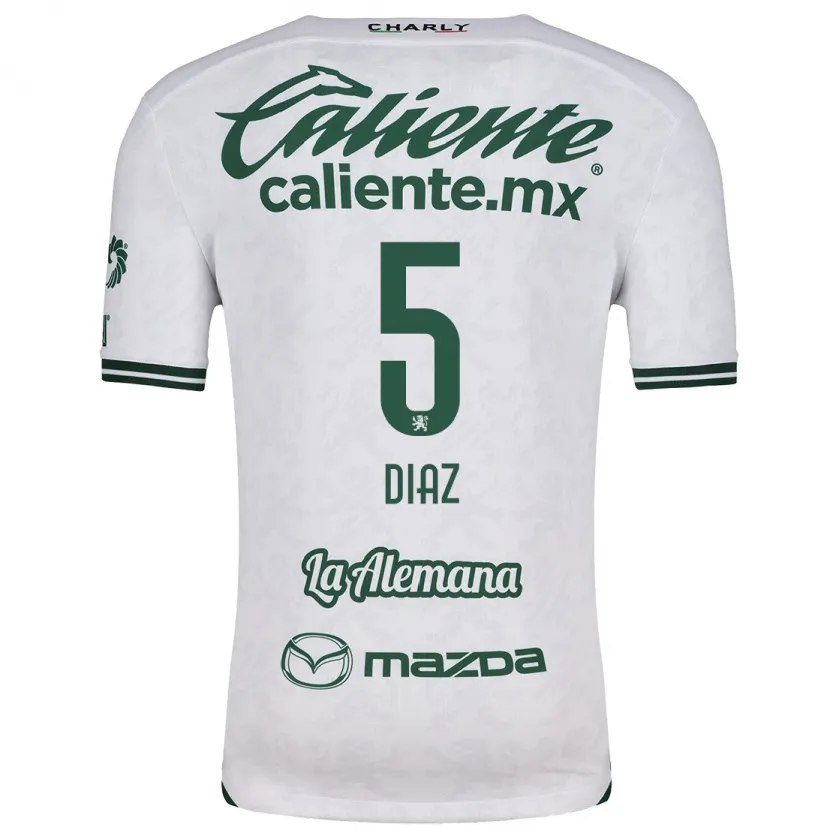 Danxen Kvinnor Brenda Díaz #5 Vit Grön Bortatröja Matchtröjor 2024/25 Tröjor T-Tröja