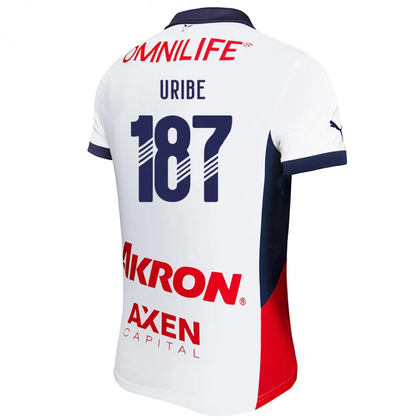 Danxen Kvinnor Juan Uribe #187 Vit Röd Blå Bortatröja Matchtröjor 2024/25 Tröjor T-Tröja