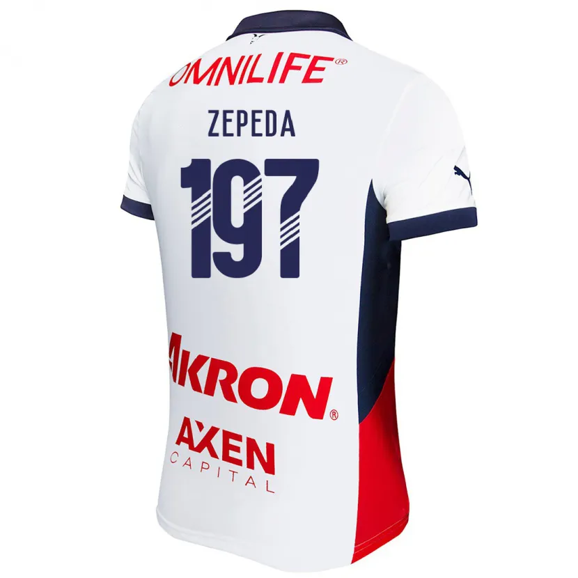 Danxen Kvinnor Carlos Zepeda #197 Vit Röd Blå Bortatröja Matchtröjor 2024/25 Tröjor T-Tröja