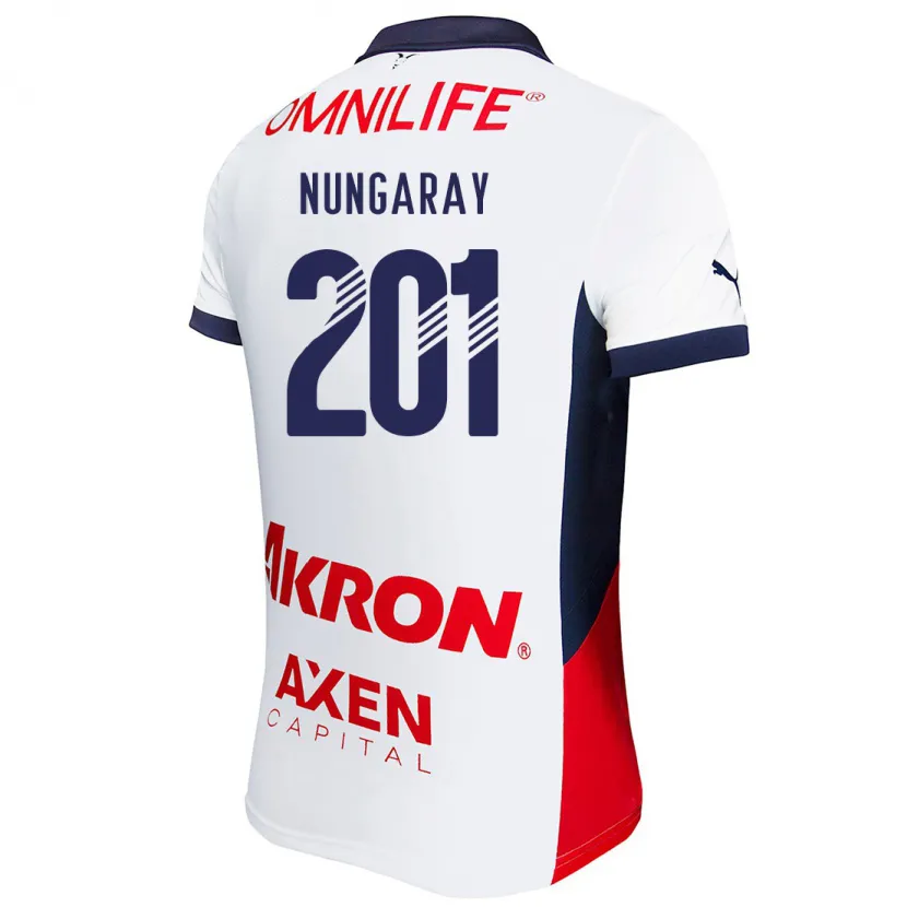 Danxen Kvinnor David Nungaray #201 Vit Röd Blå Bortatröja Matchtröjor 2024/25 Tröjor T-Tröja