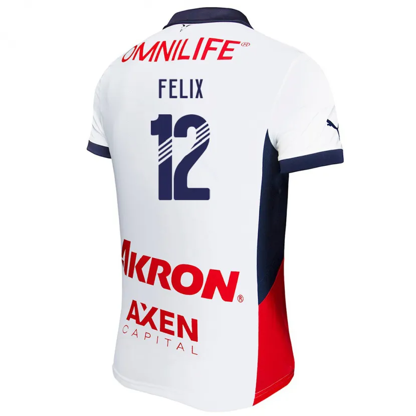 Danxen Kvinnor Blanca Félix #12 Vit Röd Blå Bortatröja Matchtröjor 2024/25 Tröjor T-Tröja
