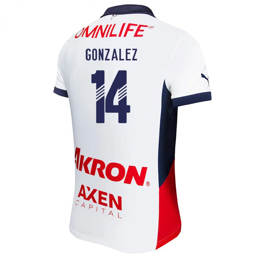 Danxen Kvinnor Ivonne González #14 Vit Röd Blå Bortatröja Matchtröjor 2024/25 Tröjor T-Tröja