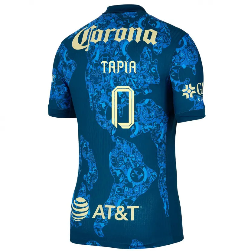 Danxen Kvinnor Leonardo Tapia #0 Blå Gul Bortatröja Matchtröjor 2024/25 Tröjor T-Tröja