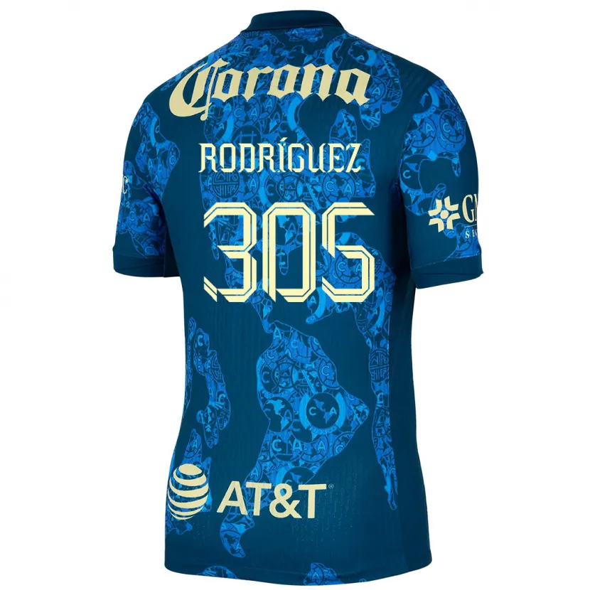 Danxen Kvinnor Bryan Rodríguez #305 Blå Gul Bortatröja Matchtröjor 2024/25 Tröjor T-Tröja