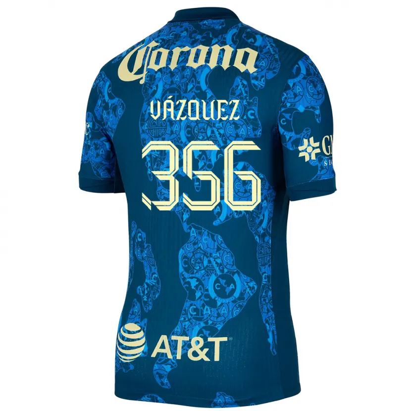Danxen Kvinnor Omar Vázquez #356 Blå Gul Bortatröja Matchtröjor 2024/25 Tröjor T-Tröja