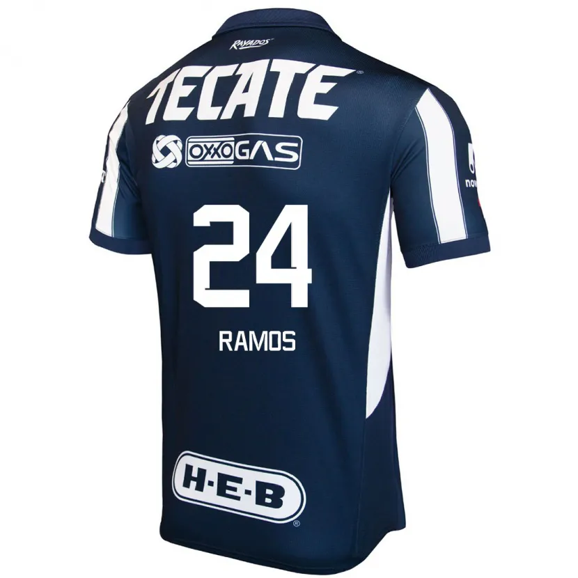 Danxen Barn César Ramos #24 Blå Röd Vit Hemmatröja Matchtröjor 2024/25 Tröjor T-Tröja
