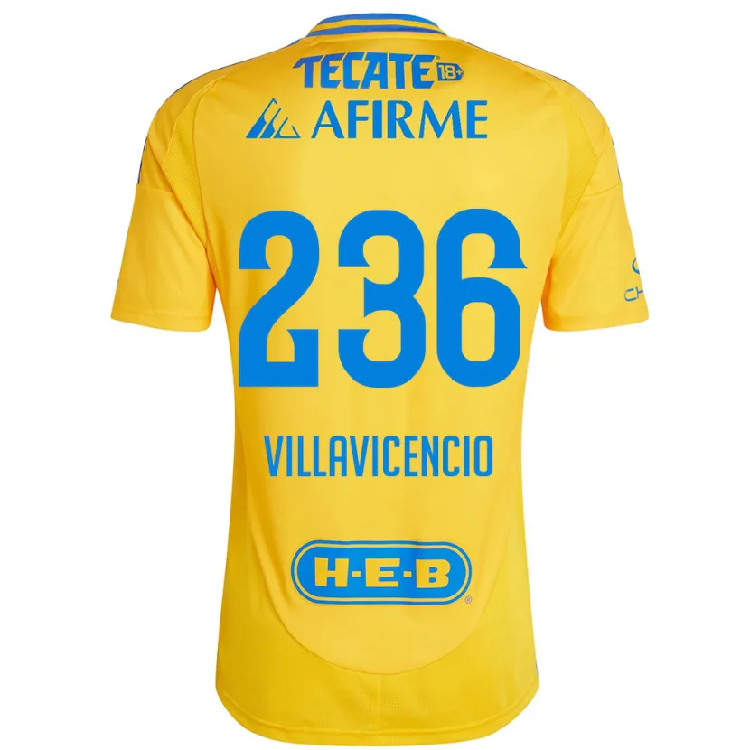 Danxen Barn Edgar Villavicencio #236 Guld Gul Hemmatröja Matchtröjor 2024/25 Tröjor T-Tröja
